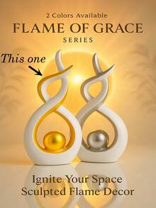 1/2件套金色和白色种子形状雕塑，现代新月抽象装饰，适合摆放在书架上，可作为毕业礼物、乔迁艺术装饰，简约成长象征家居摆件 - 彩色 - 查看 9