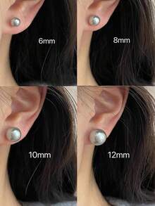 1 para modnych kolczyków z pereł syreny ze srebra próby 925 w kolorze czarnym, białym i szarym z klasyczną słodką stylistyką do codziennej dekoracji E100 AYE368