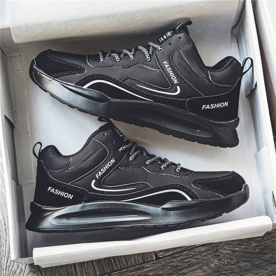 Men Casual Athletic Shoes - Black - View 1