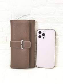 MINGYOU New Women's Long Multifunctional Large Capacity Wallet, Fashion Classic Buckle Flap Simple Multi-Card Slot Phone Wallet, Women's Wallet, Handbag, Long Wallet, Wallet Key Chain Wristlet - Coffee - View 6