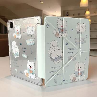 Samoyed Puppy Tablet Case Compatible With IPad, IPad 9th/8th/7th Generation 10.2-Inch, New IPad 10th Generation Case With Automatic Wake/Sleep Function, Four Corner Anti Drop, Suitable For IPad Case, Double Sided Color Pattern, Pen Slot, Crystal Transparent Acrylic Base, Suitable For IPad (A16) 11th, IPad Air 7 11 Inch, IPad 2020/2021/2022 Pro 11 Inch, IPad Air 6 11 Inch, Suitable For IPad Mini 7/Case, IPad Case