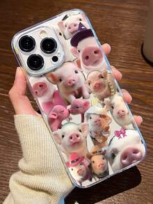 1pc & Unique Pig Collage Graphic Transparent TPU Full Body Shockproof Anti-Fingerprint Phone Case, Compatible With IPhone 16 Pro/16 Plus, 15/15 Pro Max/15 Pro, 11/12/13/14 Pro Max, 11 Pro/11 Pro Max, 12 Pro/12 Pro Max, 13 Pro/13 Pro Max, 14 Pro/14 Pro Max, Galaxy, Soft Shell, High-End Creative Design
