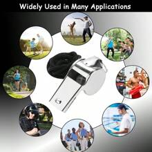 1pc/3pcs/5pcs Durable Metal Whistles - Loud & Clear Non-Pealess Design, Suitable For Sports, Coaching, And Outdoor Adventure, Stainless Steel Whistles With Bright Surface, High Sound Quality, Black Rope And Yellow Rope For Referees, Coaches, And Use, Providing Crisp Sound Clarity For Sports Officials, Hikers, And Pet Trainers