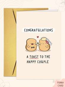 1PC Thiệp cưới vui nhộn, Thiệp đính hôn chúc mừng dễ thương cho cặp đôi, Thiệp mừng tiệc cô dâu, Tiệc độc thân, Lời chúc mừng cặp đôi hạnh phúc - Nhiều màu - Xem 1