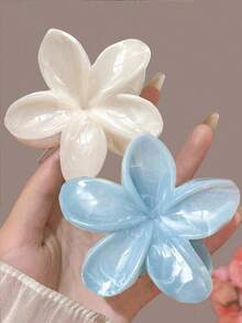 2个亚克力渐变花朵造型发爪，大号，优雅时尚休闲发型配饰，适合女性，可用于万圣节、情人节、家居浴室装饰、秋季装饰、返校季等场合。 - 彩色 - 查看 9