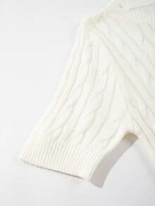 Knit Short Sleeve Sweet & Soft Fitted Cardigan Sweater Top - White - View 6