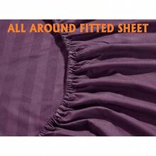 Elegant Comfort, Softest, Coziest 6-Piece Sheet Sets! 1500 Hotel Quality Luxurious Wrinkle Resistant Damask Stripe Bed Sheet Set, Black - Bedding 2025 - 茄子紫色 - 查看 3