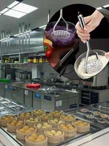 1pc Upgraded Stainless Steel Potato Masher, Reinforced Powerful Bean & Potato Mashing Kitchen Tool, Random Style Potato, Sweet Potato, Garlic Press, Manual Food Masher - Silver - View 4