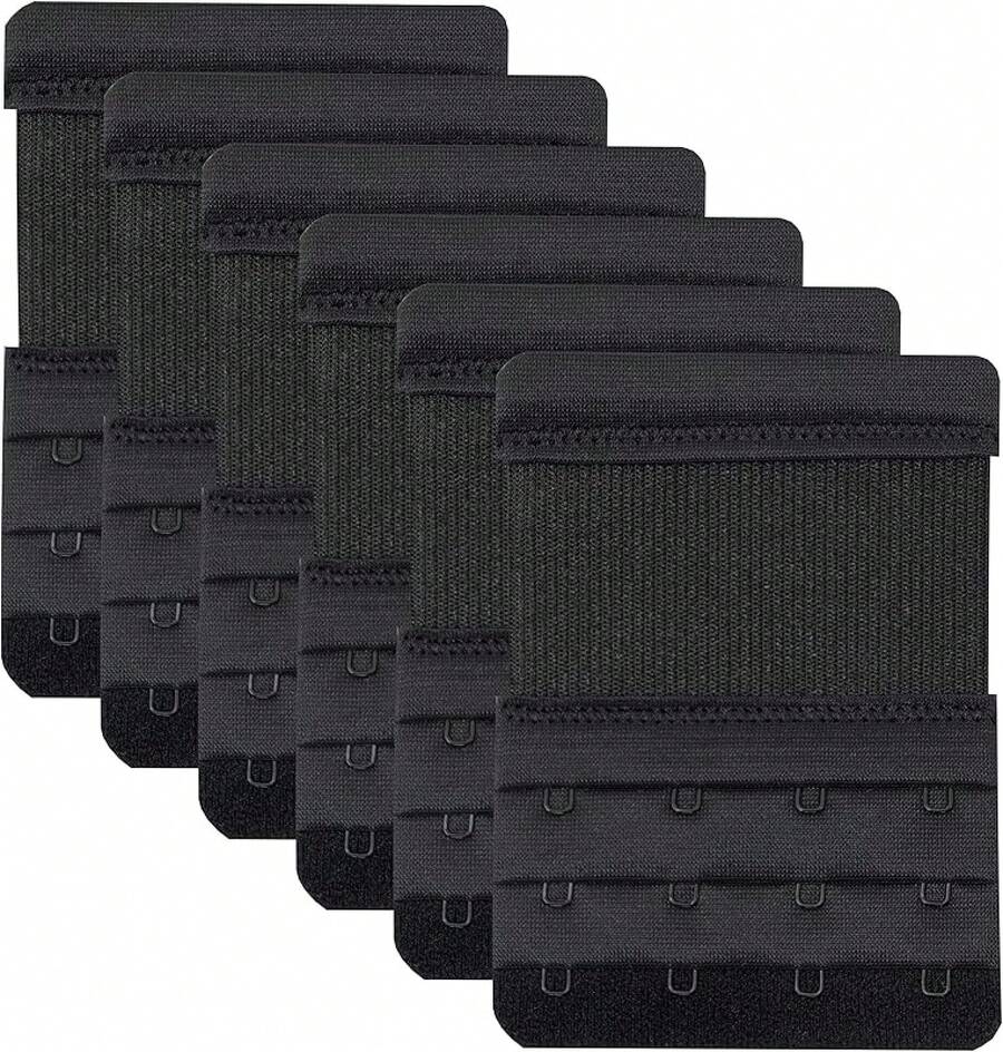 4 Hook Bra Extenders, Soft Stretchy Comfortable Strap Extender - 黑色-6件裝 - 查看 1