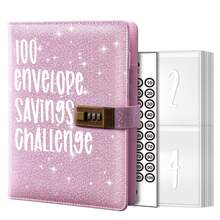1pc 100 Envelopes Money Saving Challenge Budget Binder Binder Organizer 52 Week Money Saving Challenge Binder Cash Envelopes For Budgeting With Combination Lock Envelope Challenge Binder Cash Planner School Supplies, Back To School - Multicolor - View 1