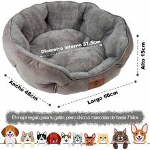 Cama para Gato Mediano, Cama para Perro Chico o Mediano, Cama para Mascota Lavable en Maquina, Suave Base Antideslizante, Resistente a Suciedad y facil de Lavar (Gris, Small) - Gris - Ver 4