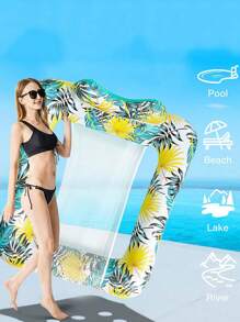 1 buc. Rând plutitor gonflabil cu imprimeu de frunze de fructe pătrate de vară, canapea gonflabilă cu spătar pentru adulți din PVC, placă plutitoare gonflabilă pentru piscină, pat plutitor gonflabil pentru piscină distractivă, scaun plutitor gonflabil pliabil, produse de agrement și divertisment acvatic pentru petreceri de carnaval la piscină, potrivit pentru petreceri la piscină, lac, râu, vacanță la mare, alegere ideală pentru sporturi de agrement acvatic, articole esențiale pentru plajă, accesorii pentru plajă