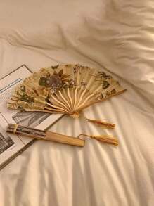1/2 Stücke faltbarer Bambus Fächer für Mädchen mit Quasten & Blumen, traditionelles chinesisches Kostüm Tanzzubehör Vintage, Mädchen Bambus faltbarer China-Chic kleiner Fächer mit Quasten Blume Kostüm-Requisiten, eleganter, angenehmer und prachtvoll Stil, Fotografie Requisiten können mitgenommen und zusammengeklappt werden für den Sommer, für Hochzeiten, Geschenke, Hochzeitspartys, für Partys, Proms, Ausflüge