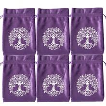 6 件涤纶抽绳袋，适用于塔罗牌、神圣几何/星座设计、可重复使用的神谕卡、水晶、珠宝和礼品、女士派对用品收纳袋、旅行必需品礼物