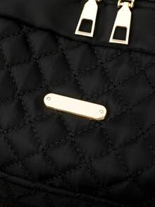 女士尼龙纯色绗缝大容量多功能背包，简约休闲学生学校旅行通勤包