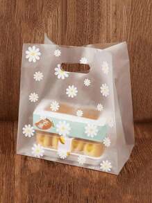 10/50/100pcs Frosted Floral Gift Bags With Daisy Pattern - Reusable Transparent Plastic Tote Bags With Handles, Multifunctional Portable Storage Bags, For Wedding, Birthday Party Favors, Shopping & Travel & Clothing Packaging, Gift Packaging Supplies