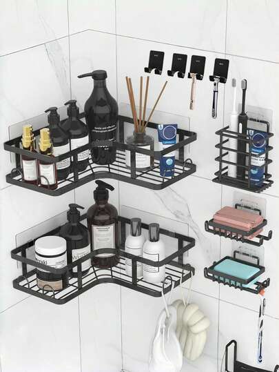 9 Piezas Organizador De Baño Accesorios Estantes Acero Inoxidable