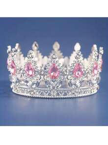 1pc Small Crystal Crown Hair Clip For Side Bun, Princess Birthday Crown, Cake Decor, Floral Gift Decoration - Multicolor - View 16