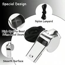 1pc/3pcs/5pcs Durable Metal Whistles - Loud & Clear Non-Pealess Design, Suitable For Sports, Coaching, And Outdoor Adventure, Stainless Steel Whistles With Bright Surface, High Sound Quality, Black Rope And Yellow Rope For Referees, Coaches, And Use, Providing Crisp Sound Clarity For Sports Officials, Hikers, And Pet Trainers