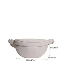 Minimalist Versatile Unisex Solid Color Waist Bag/Chest Bag - Beige - View 4