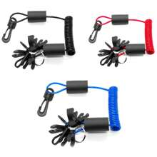 Universal Boat Lanyard - Comes With 7 Keys And Key Rings - Floats On Water, Kill Switch Cords For Watercraft, Jet Skis, And Outboard Engines (Red/Blue/Black)