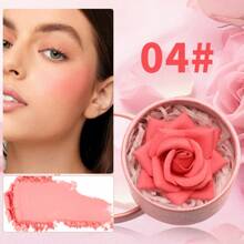 Rubor en relieve 3D en forma de rosa, que realza el tono natural del cutis de manera sutil, con pétalos pequeños, ideal para un maquillaje natural y de fácil aplicación