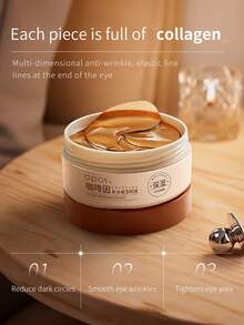 80克/60片咖啡因抗皱眼膜，减少眼周色素沉着和黑眼圈，改善皮肤紧致度和光滑度，舒缓粗糙和淡化细纹，适合居家和旅行，是圣诞节的绝佳礼物 - 黑色 - 查看 1