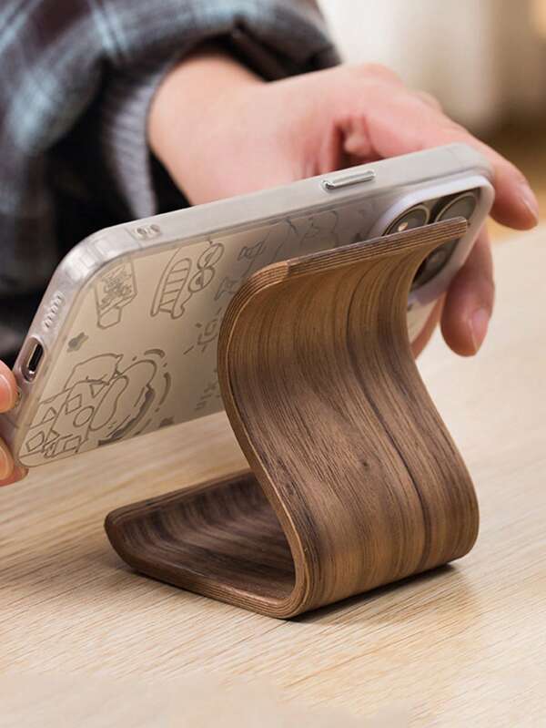 1pc Portable Wooden Phone Stand, Minimalist Desktop Creative Video Holder