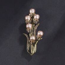 1pc Vintage Elegant Lady's Fashion Brooch, Bouquet Shawl Clip Pin, Clothing Decorative Accessory Suitable For Daily, Party Wear, Gift School Office Accessories Shirts Jacket Jewelry Christmas Halloween Clothes Pin Funny Cute Teacher Gifts Costume Accessories Bag Charms - Ancient Gold - View 2
