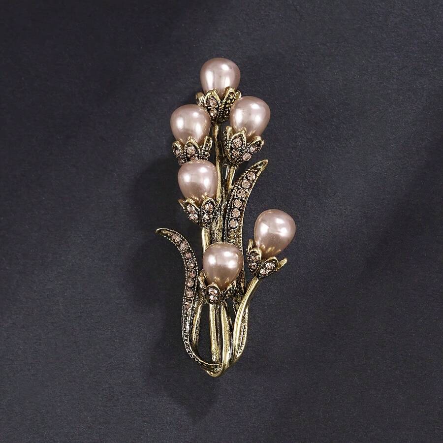 1pc Vintage Elegant Lady's Fashion Brooch, Bouquet Shawl Clip Pin, Clothing Decorative Accessory Suitable For Daily, Party Wear, Gift School Office Accessories Shirts Jacket Jewelry Christmas Halloween Clothes Pin Funny Cute Teacher Gifts Costume Accessories Bag Charms