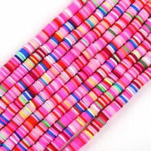 6mm 1/5/10 Strand Flat Round Polymer Clay Beads, Multicolor Loose Spacer Polymer Clay Beads For Jewelry Making, DIY Handmade Bracelet Necklace Jewelry Making Craft Supplies, Soft Clay Material, Art & Craft Beading Supplies