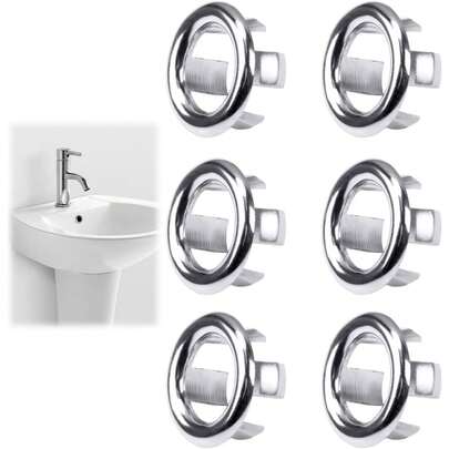 2/4/5 Pieces Of Electroplated Sink Overflow Rings, Circular Basin Covers, Washbasin Overflow Rings, Bathroom Sink Overflow Drainage Covers, Kitchen Sink Overflow Hole Covers, Circular Hollow Plug-In Hole Caps, Bathroom Accessories - Easy To Install, Beautifying Drainage Outlets. Suitable For Households, Kitchens, Bathrooms, Hotels, Etc. Back To School