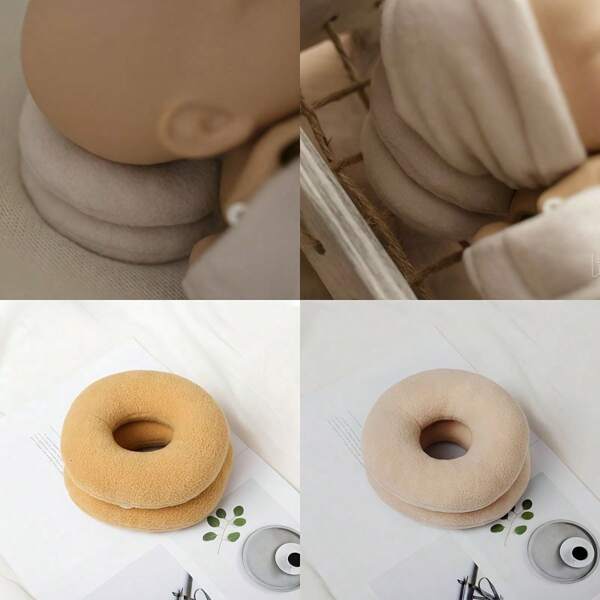 Soft Photography Prop Pillow, Textured Light Brown (Elastic), Used For Head Support Bag In Studio Bed/Basket Shooting, Cushion For Posing