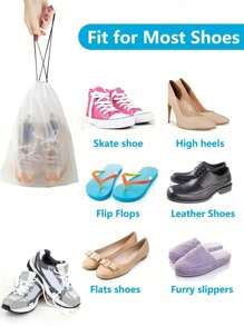 Transparent Large Travel Drawstring Shoe Bag, Waterproof And Dustproof, Portable, For Packing Shoes, Suitable For Men & Women, Travel, Vacation, Cruise, Summer Holiday, University Dorm, Home, Hotel, Essential Travel Item, Plastic Storage Bag, Shoe Bag Graduation
