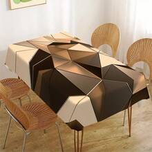 1 件几何图案桌布，抽象几何印花设计桌布，适合派对、餐厅餐桌装饰、家居装饰和户外装饰 - 黑色 - 查看 6