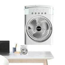 1 pieza Ventilador eléctrico multifuncional pequeño con pulverizador humidificador, de alto flujo de aire, para escritorio, estudiantes, dormitorios u oficina