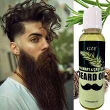GZE 胡须油 - 含迷迭香和蓖麻的胡须护发素，带香味的胡须油 - 软化、保湿和强化胡须，使男士胡须变浓密