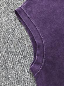 男士休闲水洗复古风圆领上衣 - 紫色 - 查看 5