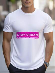 Summer New Casual Men's Short Sleeve T-Shirt- Pair Of White And Blue Angel Wings With A Chain Around Them, Set Against A Black Background With The Words Spread Your Wings, Fly Away - White - View 1