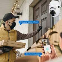 1 pezzo Telecamera di sicurezza senza fili 1080P Full HD da interni ed esterni, 2.4G/WiFi, visione panoramica a 360°, rilevamento del movimento e allarme, audio bidirezionale e illuminazione notturna, ideale per il monitoraggio della sicurezza domestica, di anziani e bambini, con supporto per archiviazione su cloud e scheda Micro SD - Perfetta per il monitoraggio di bambini e animali domestici e per la sicurezza domestica - Ideale come regalo per la famiglia