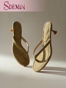 SDEMIN Neue Sommer Damen Pantoletten Einfarbig, elegante Urlaubsschuhe, lässige Strandhohe Absatz Sandalen, modische Slip-On Absätze für Kleider