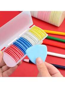 1 Set Of 10 Triangle Sewing Marking Chalk - Sewing Accessories Multi-Color Edging Fabric Marker Tools For Precision Crafting, Ideal For Sewing, Embroidery, Makeup, Marking And Multicolor Creation - Comes With Durable Plastic Storage Box For Easy Organization (Random Color)