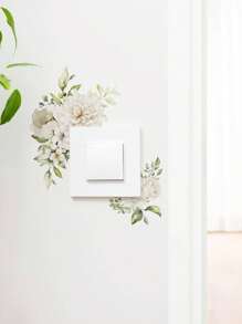 1pc Colorful Flower & Leaf Pattern Switch Outlet Wall Sticker, PVC Waterproof Wall Decorative Sticker For Home Decor,Stickers,Wall Decal, Vinyl Decal For Home Decorations,Spring Decoration Items Refresh Your Home,Rama Decoration Stickers