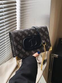 Bolsa pequena quadrada com estampa de letras avançadas para mulheres, nova bolsa de ombro larga da moda 2024, bolsa para câmera, bolsa transversal diagonal versátil, presente de Natal