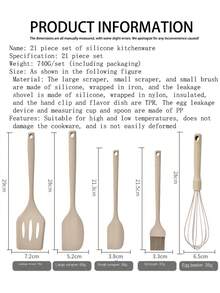 12pcs Wood Handle Non-Stick Silicone Kitchenware Set, Includes Cooking Tools And Storage Container - Multicolor - View 11