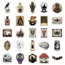 50Pcs Vintage Stickers Goth Stickers Cool Stickers Mushroom Stickers Mushroom Decor Mushroom Gifts Skull Stickers Vinyl Waterproof Stickers Stickers For Water Bottle, Hydroflask, Guitar, Luggage, Phone, Case, Laptop, Skateboard, Gift - Multicolor - View 2