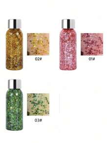1PC Cosmetics Glitter Cream, Glitter Jelly, Festival Night Club Party Carnival Performance Body Makeup Products Head Face Body Painting Decoration Products Hair Nails Color Flash Film (The Bottle Caps Are Randomly Distributed In Gold And Silver)