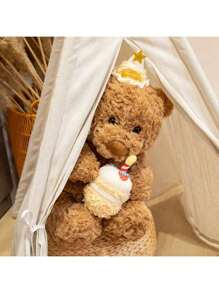 New Lane Family Birthday Cake Bear Plush Toy Cartoon Animal Hug Series Birthday Hat Gift Bear Hug Pillow, Soft Cute Home Sofa Bear Decoration To Accompany Children To Appease Dolls Colorful Easter Gifts To Male And Female Friends Birthday Gift (Because The Fabric Is Batch Production, There Will Be Some Faint Color Difference, The Real And Publicity Pictures Close)