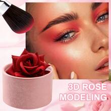 Rubor en relieve 3D en forma de rosa, que realza el tono natural del cutis de manera sutil, con pétalos pequeños, ideal para un maquillaje natural y de fácil aplicación
