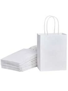 2pcs/6pcs/ Mini Gift BagsSmall White Gift Bags With HandlesBulk Gift Bags For Weddings, Parties, Retail PackagingRecyclable White Paper Shopping Bags
